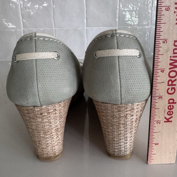 Clarks Originals Vogue Rose Espadrille Leather Wedge Women's 9.5 Green 64613 - Picture 6 of 7